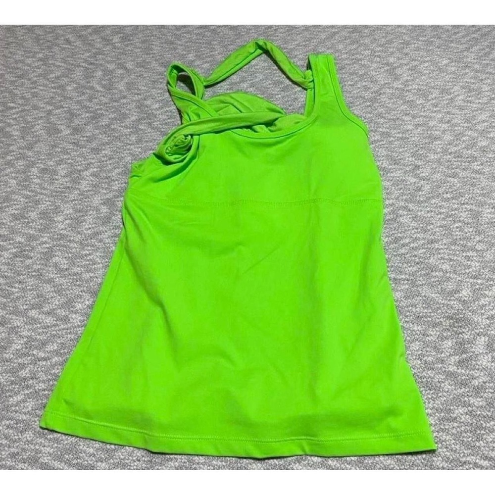 Kyodan Neon green active tank top with sport bra built in. Women L. SKU-B788